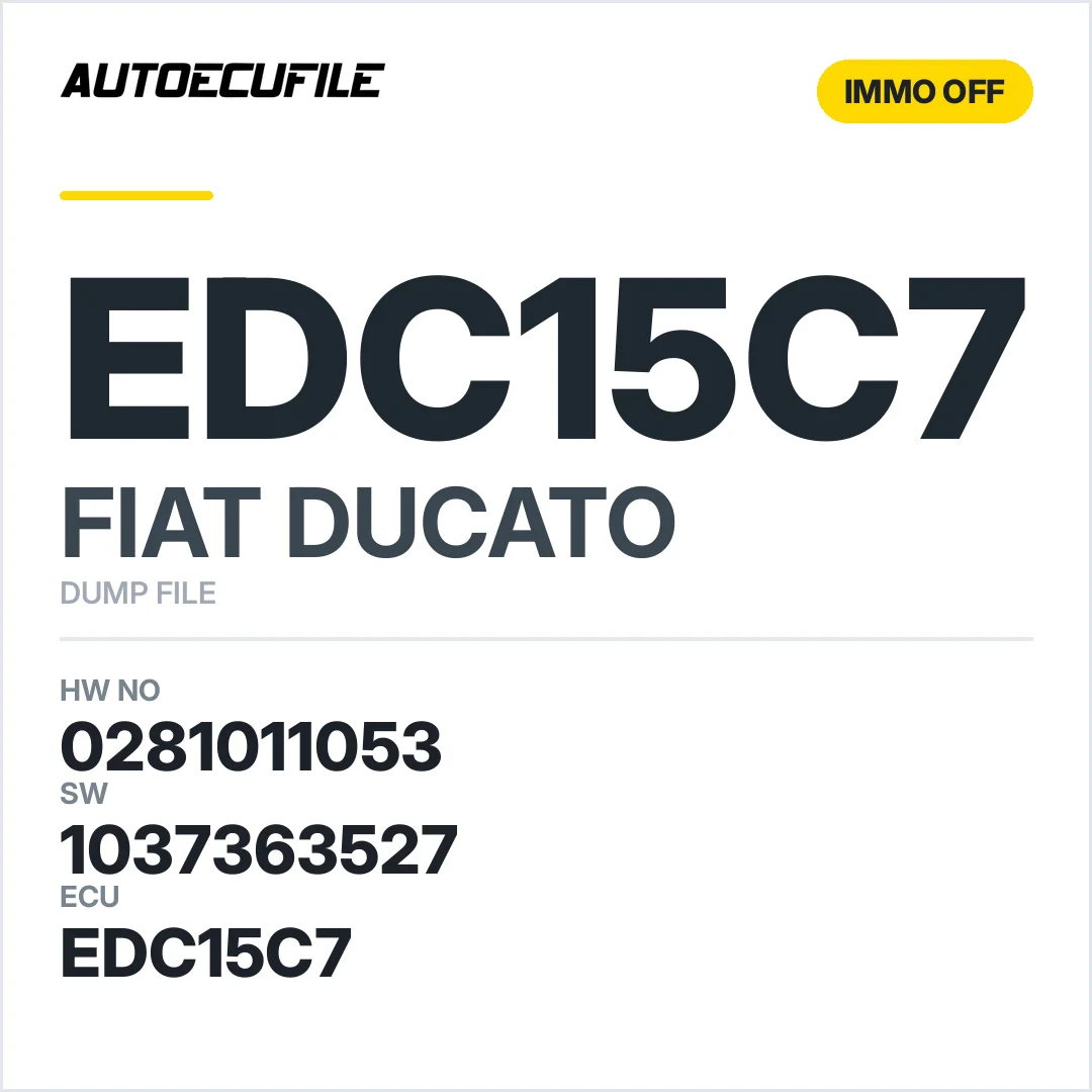 FIAT DUCATO EDC15C7 0281011053 1037363527 IMMO OFF DUMP