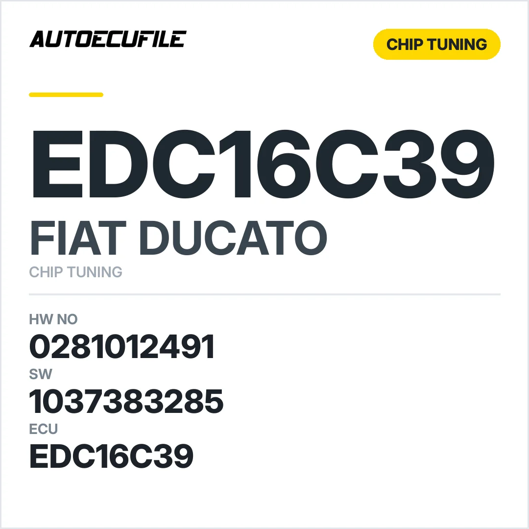 FIAT DUCATO EDC16C39 0281012491 1037383285 STAGE1 TUNED