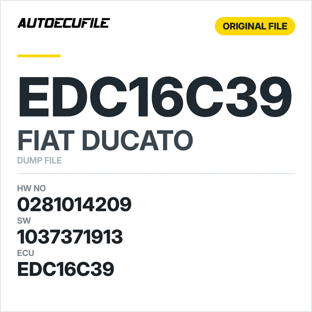 FIAT DUCATO EDC16C39 0281014209 1037371913 DUMP
