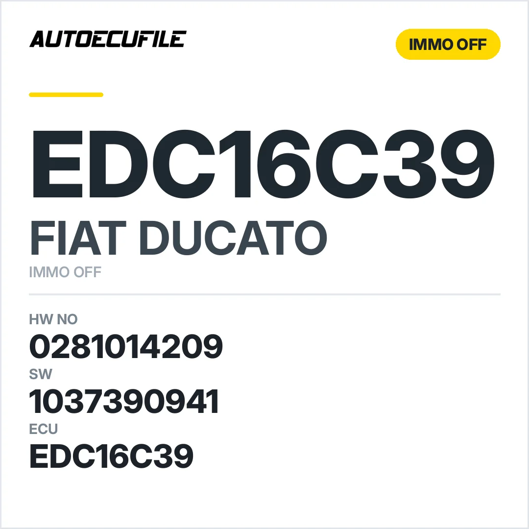 FIAT DUCATO EDC16C39 0281014209 1037390941 IMMO OFF