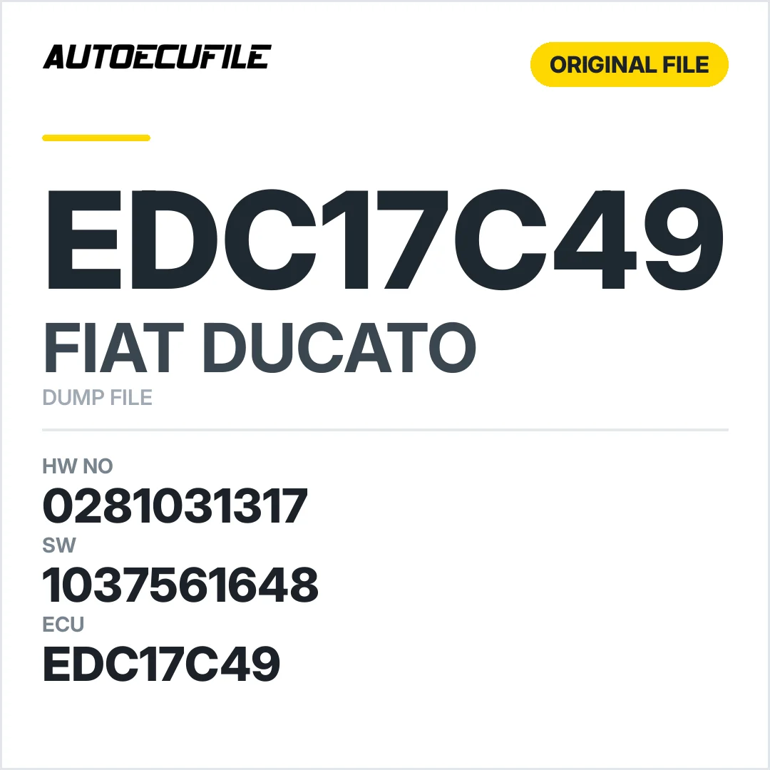 FIAT DUCATO EDC17C49 0281031317 1037561648 1037542017 DUMP