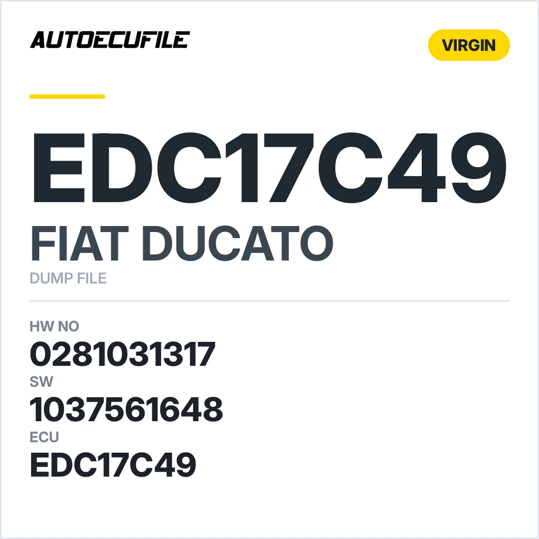 FIAT DUCATO EDC17C49 0281031317 1037561648 1037542017 VIRGIN AUTO SYNC DUMP