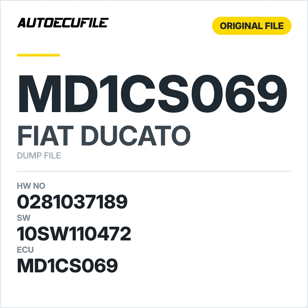 FIAT DUCATO MD1CS069 0281037189 10SW079536 10SW110472 DUMP