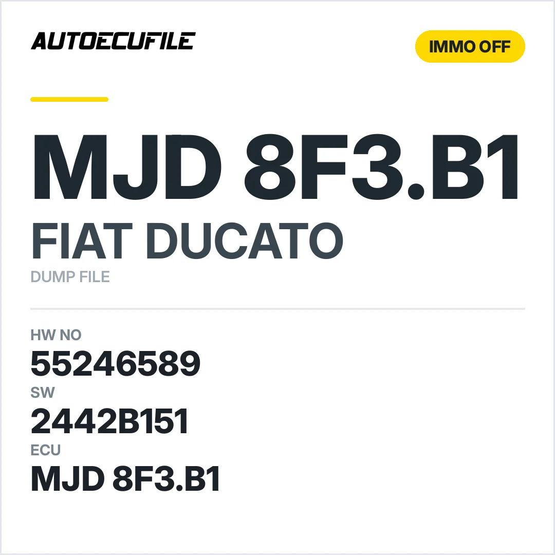 FIAT DUCATO MJD 8F3.B1 55246589  2442B151 IMMO OFF DUMP
