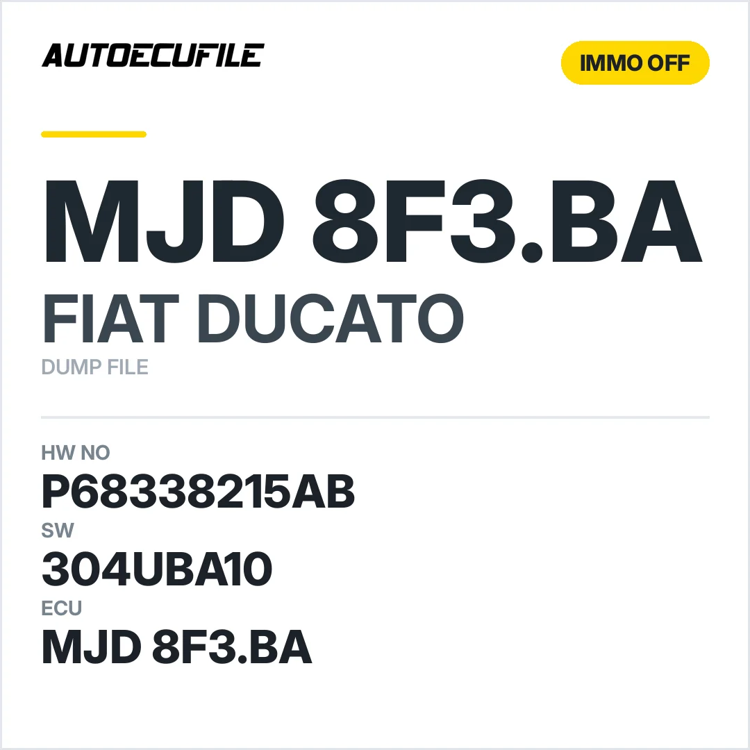 FIAT DUCATO MJD 8F3.BA P68338215AB 304UBA10 IMMO OFF DUMP