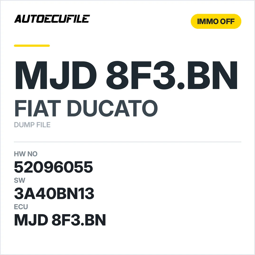 FIAT DUCATO MJD 8F3.BN 52096055 3A40BN13 IMMO OFF DUMP
