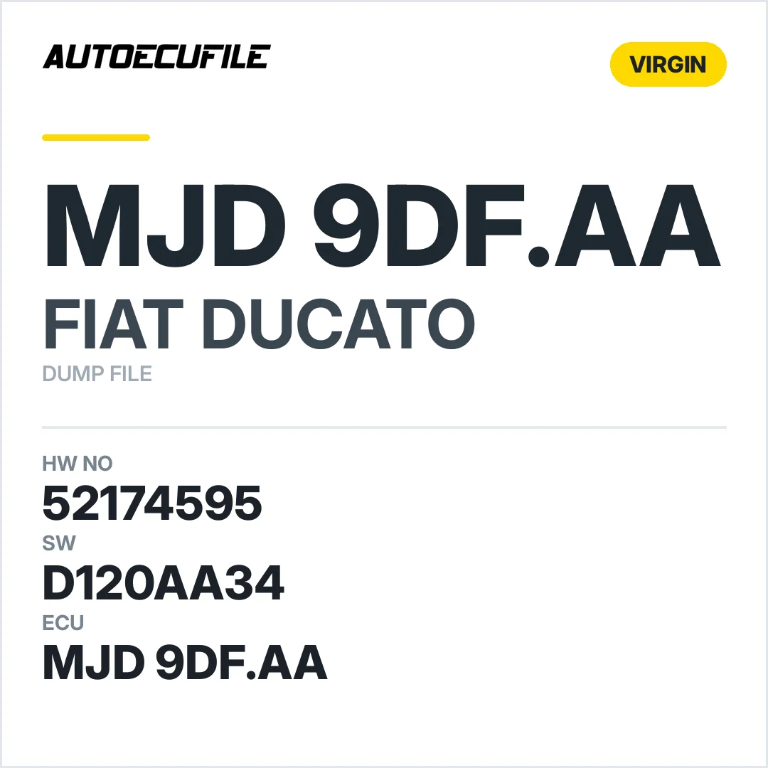 FIAT DUCATO MJD 9DF.AA 52127147 52174595 D120AA34 VIRGIN AUTO SYNC DUMP