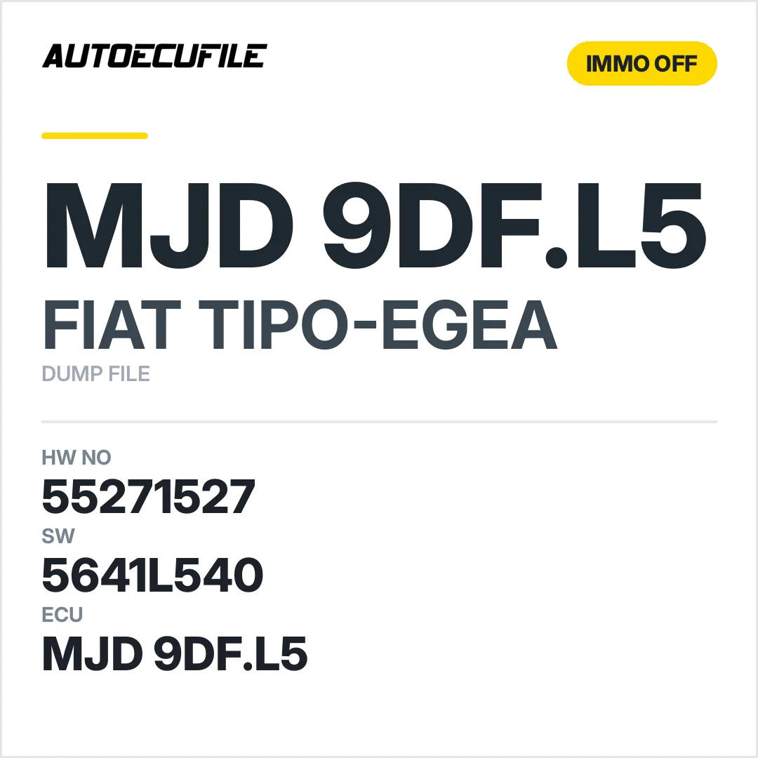 FIAT EGEA-TIPO MJD 9DF.L5 55271527 5641L540 IMMO OFF DUMP