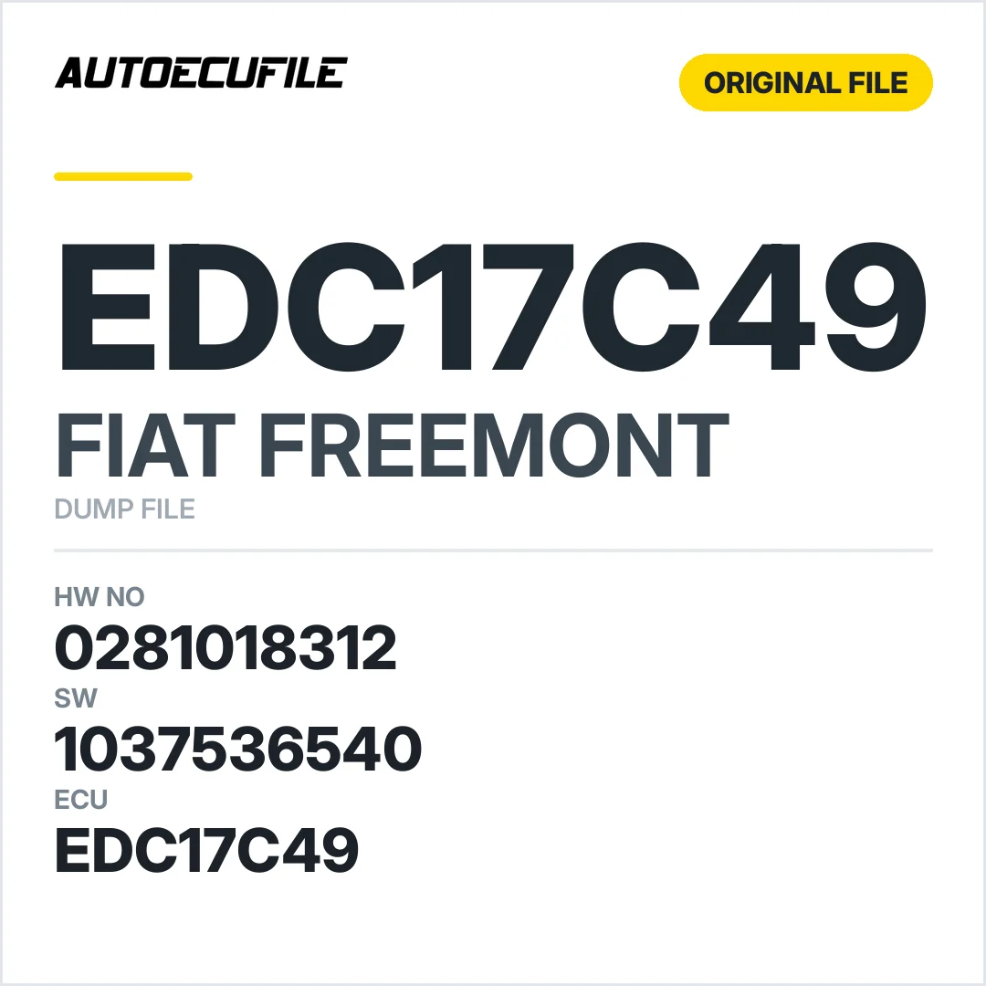FIAT FREEMONT EDC17C49 0281018312 1037513011 1037536540 DUMP