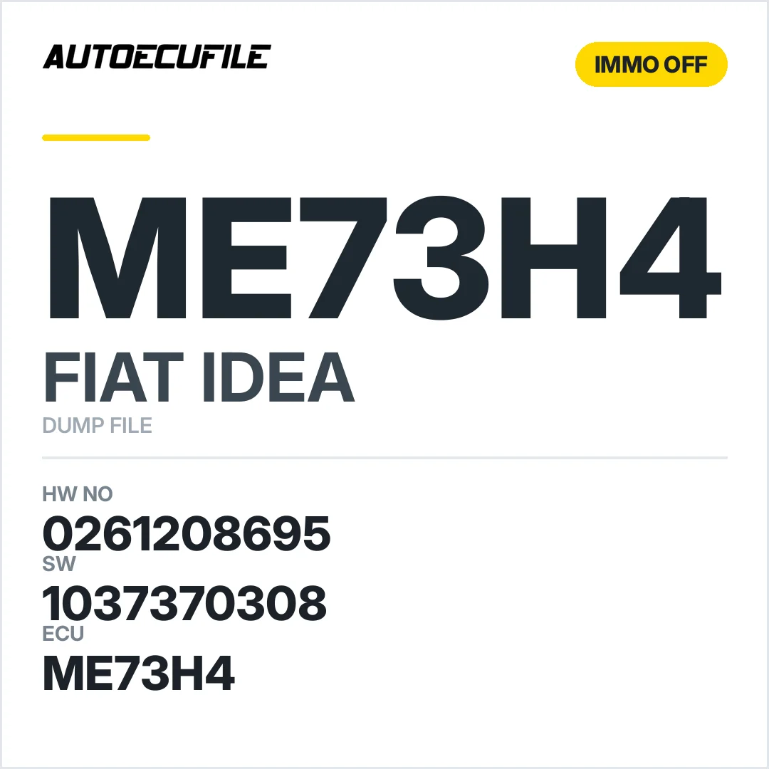 FIAT IDEA ME73H4 0261208695 1037370308 IMMO OFF DUMP