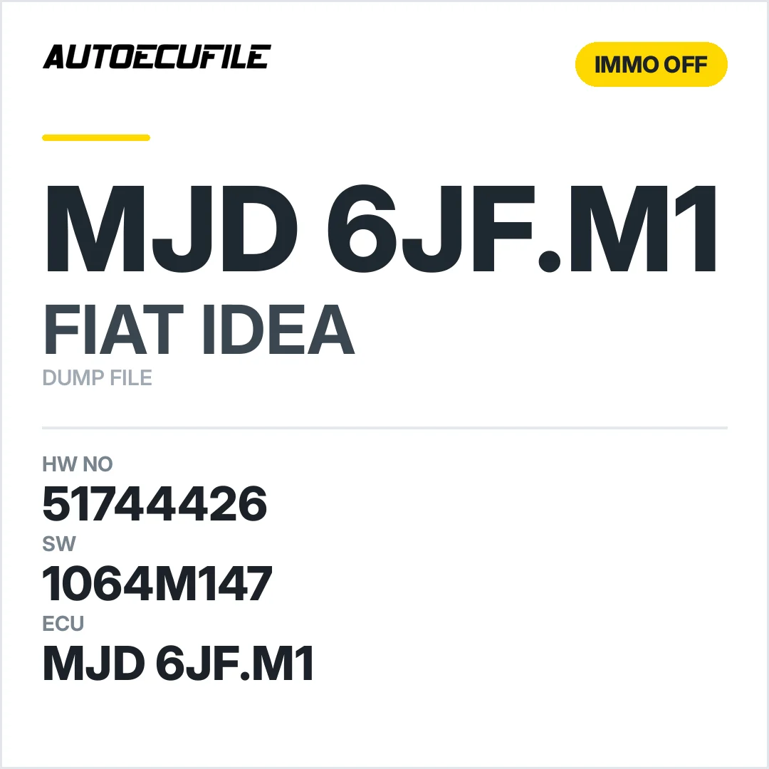 FIAT IDEA MJD 6JF.M1 51744426 1064M147 IMMO OFF DUMP