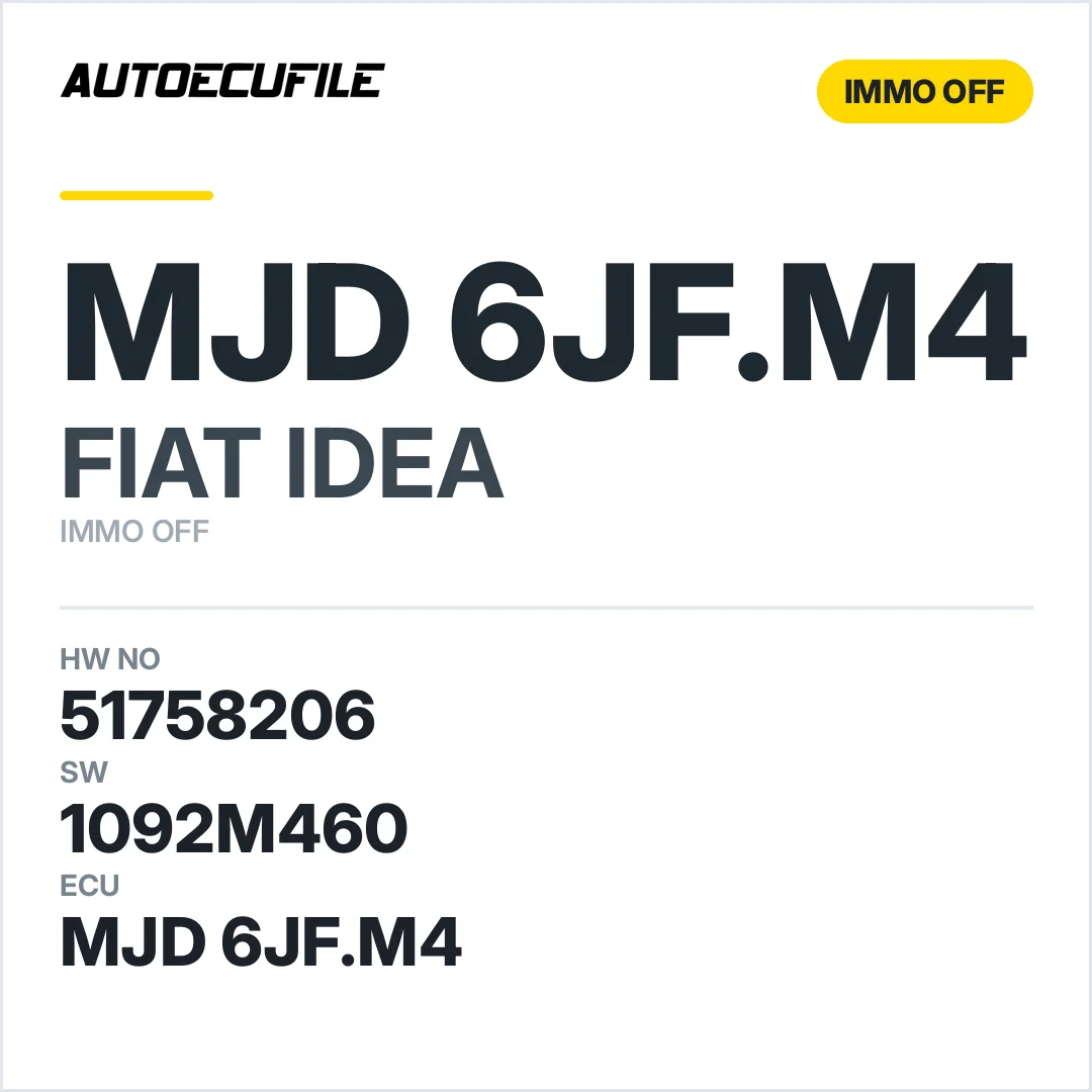 FIAT IDEA MJD 6JF.M4 51758206 1092M460 IMMO OFF