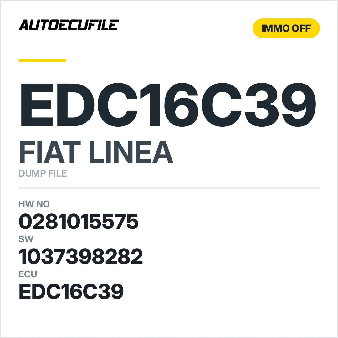 FIAT LINEA EDC16C39 0281015575 1037398282 IMMO OFF DUMP