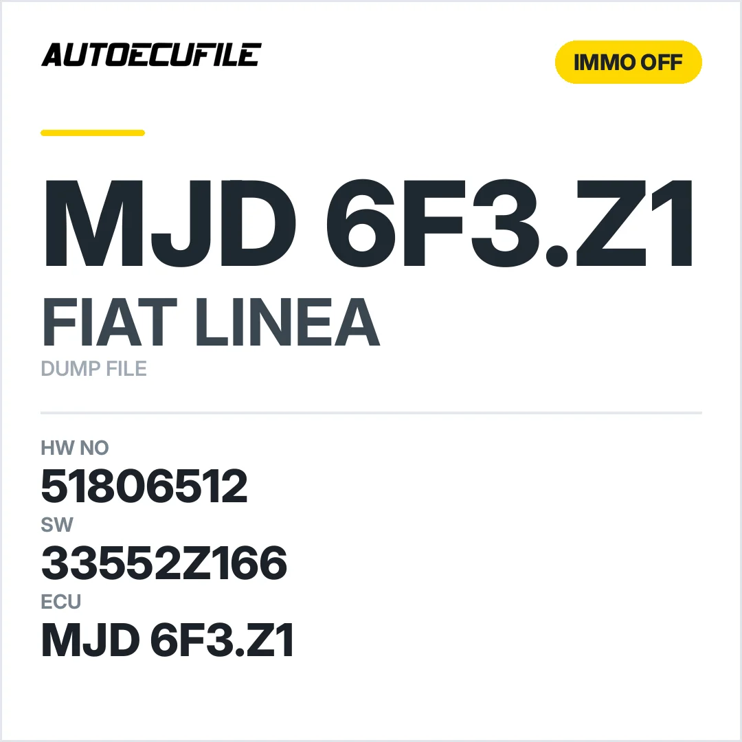 FIAT LINEA MJD 6F3.Z1 51806512 3552Z166 IMMO OFF DUMP