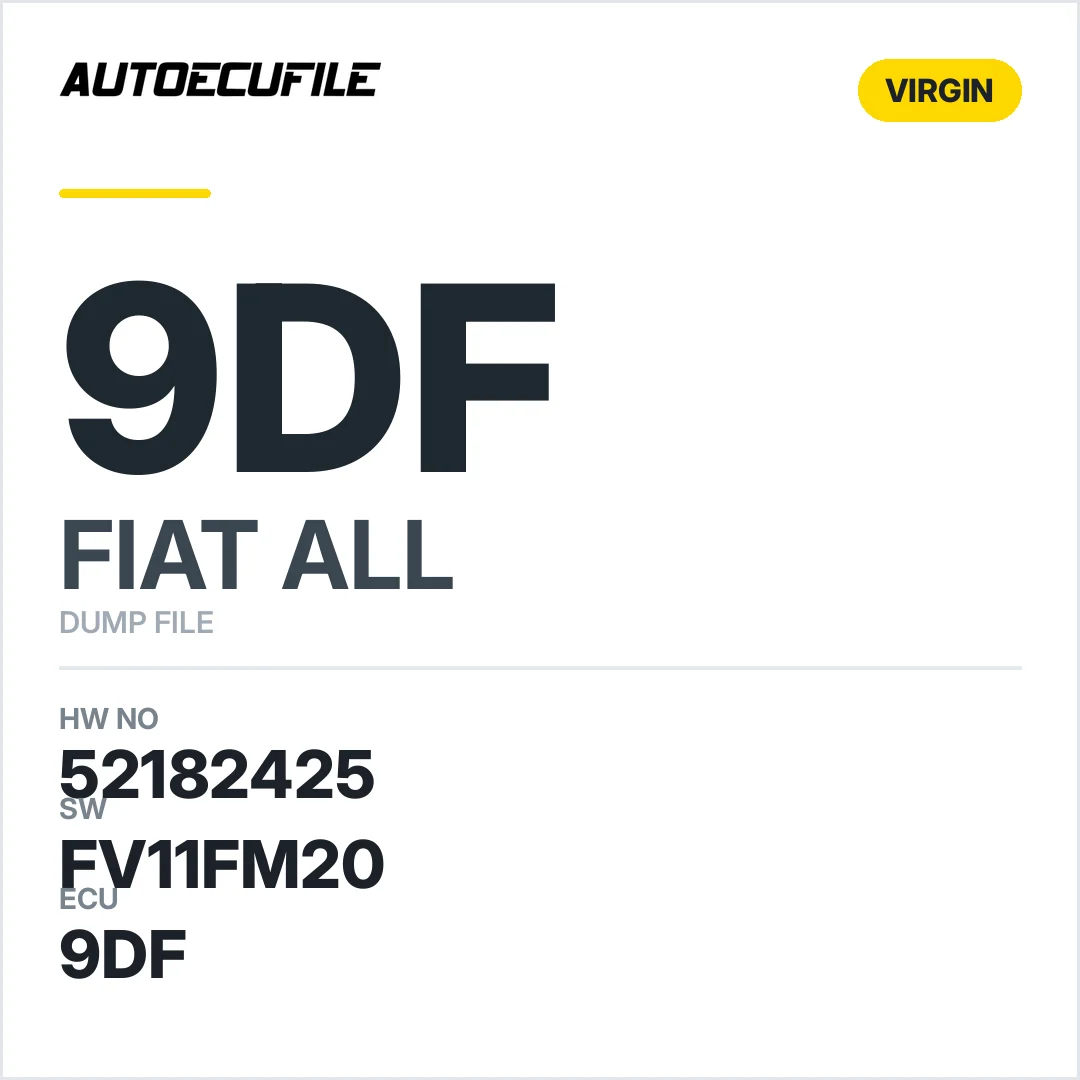 FIAT MJD 9DF 52182425  FV11FM20 AUTO SYNC VIRGIN DUMP