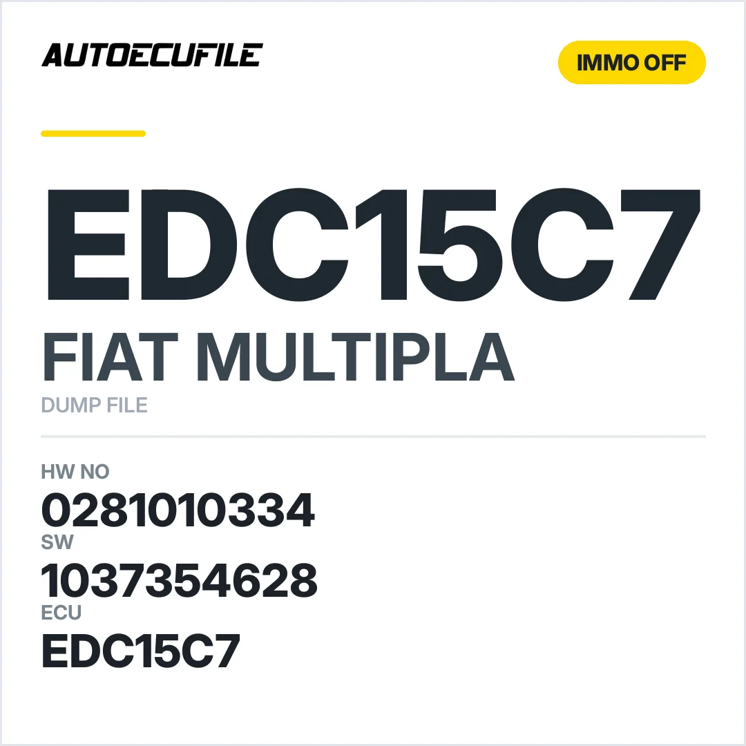 FIAT MULTIPLA EDC15C7 0281010334 1037354628 IMMO OFF DUMP
