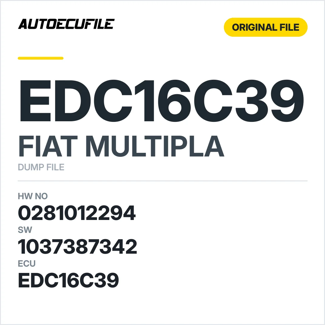 FIAT MULTIPLA EDC16C39 0281012294 1037387342 DUMP