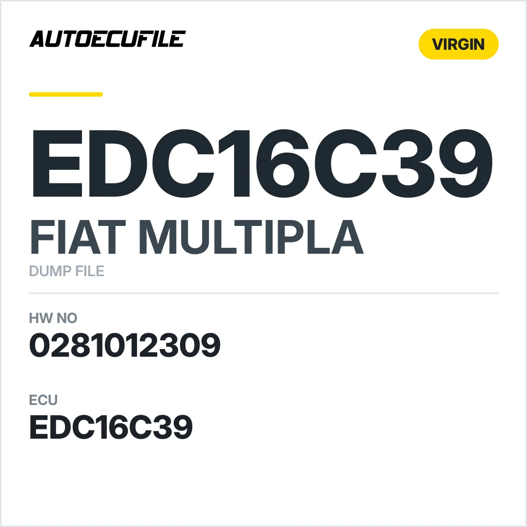 FIAT MULTIPLA EDC16C39 0281012309 VIRGIN DUMP