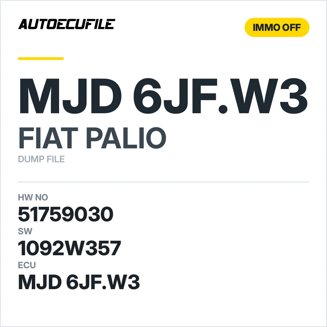 FIAT PALIO MJD 6JF.W3 51759030 1092W357 IMMO OFF DUMP