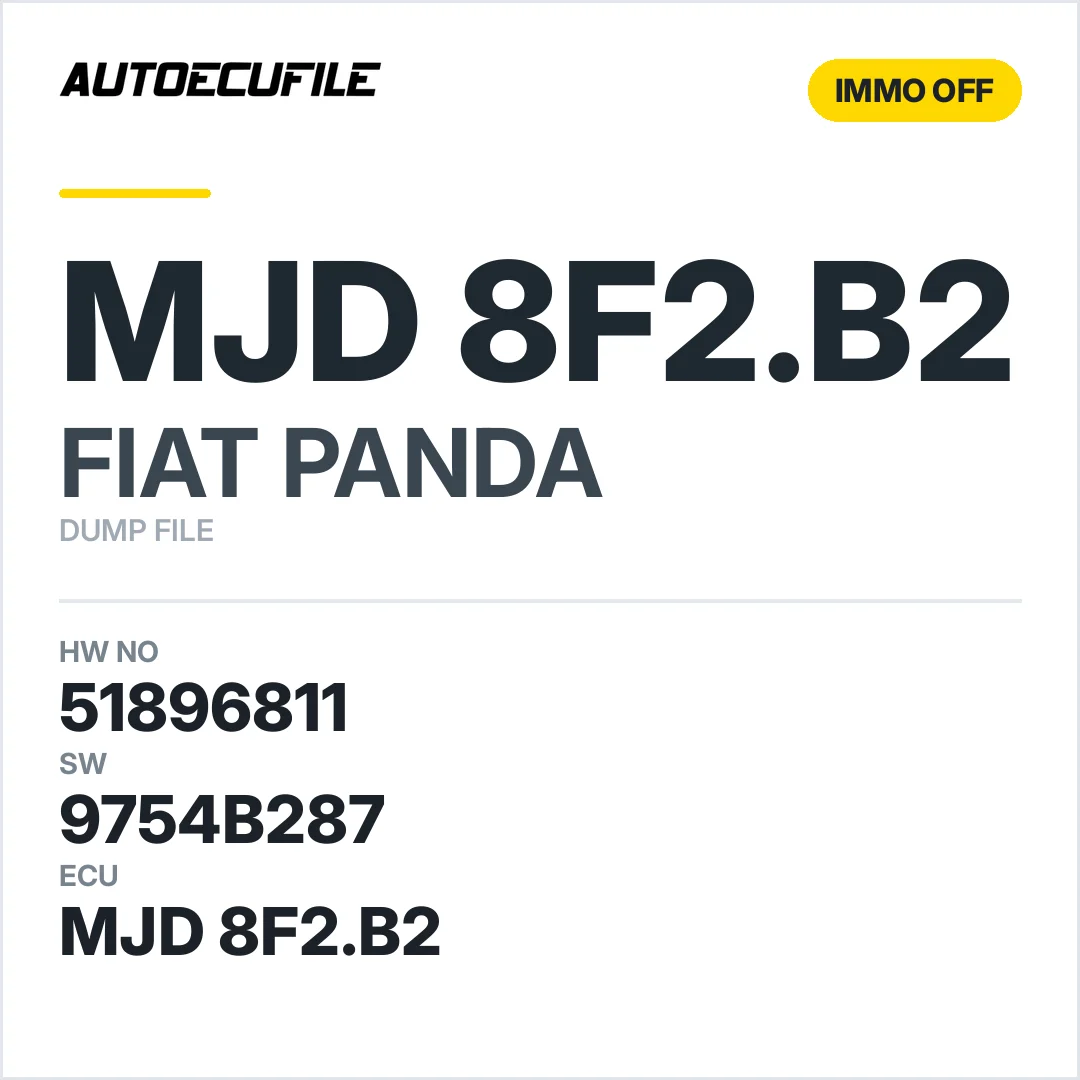 FIAT PANDA MJD 8F2.B2 51896811 9754B287 IMMO OFF DUMP