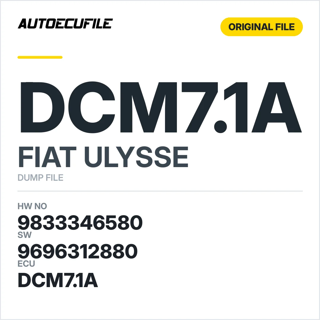 FIAT ULYSSE DCM7.1A 9833346580  9696312880 DUMP