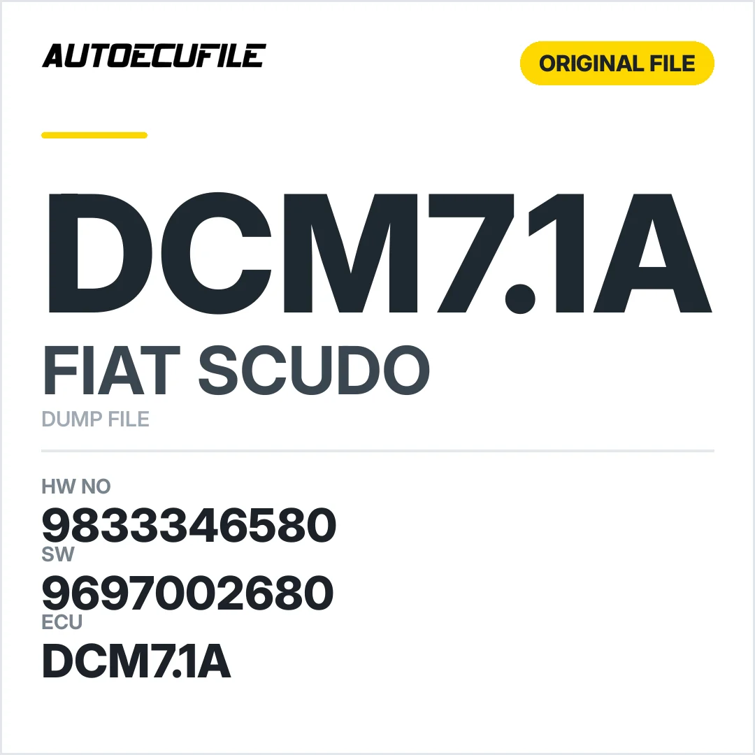 FIAT SCUDO DCM7.1A 9833346580 9697002680 DUMP