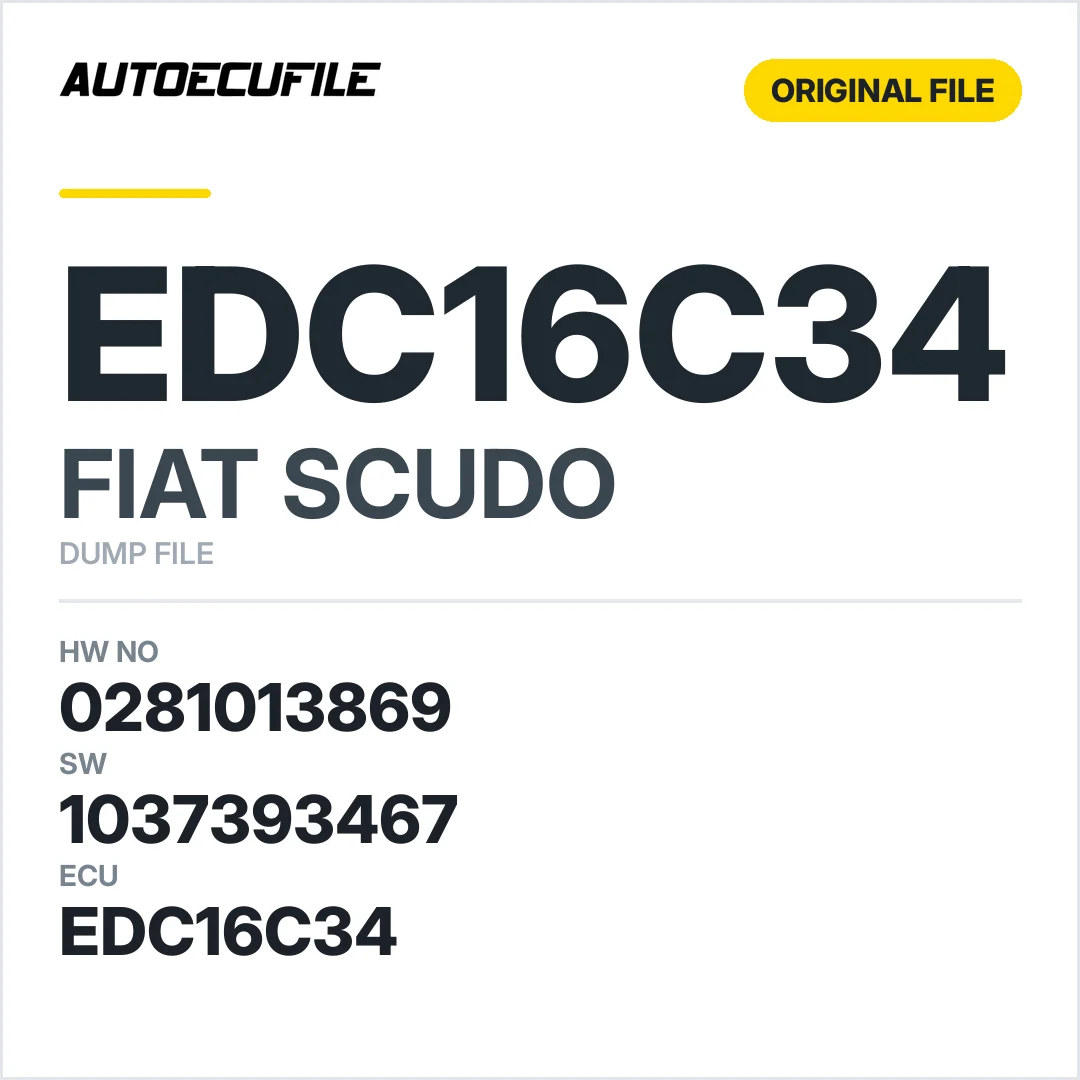 FIAT SCUDO EDC16C34 0281013869 1037393467 DUMP