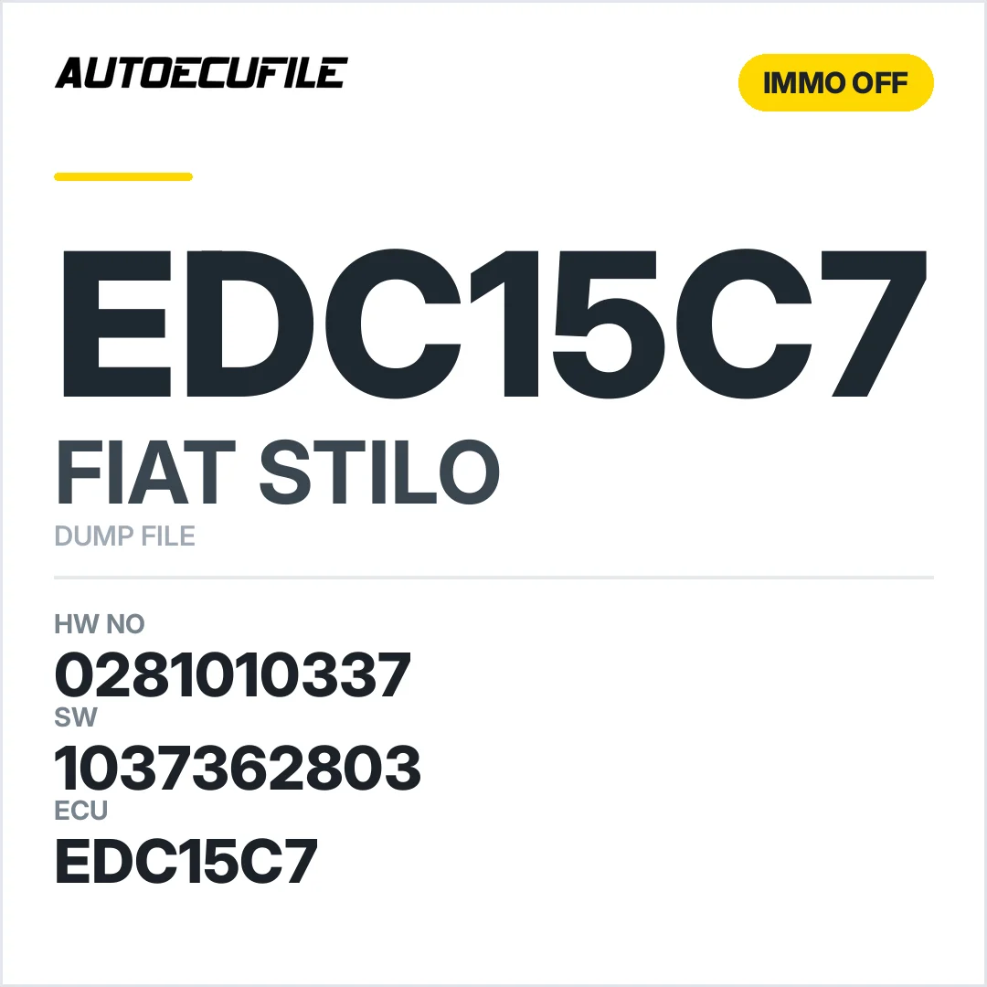 FIAT STILO EDC15C7 0281010337 1037362803 IMMO OFF DUMP