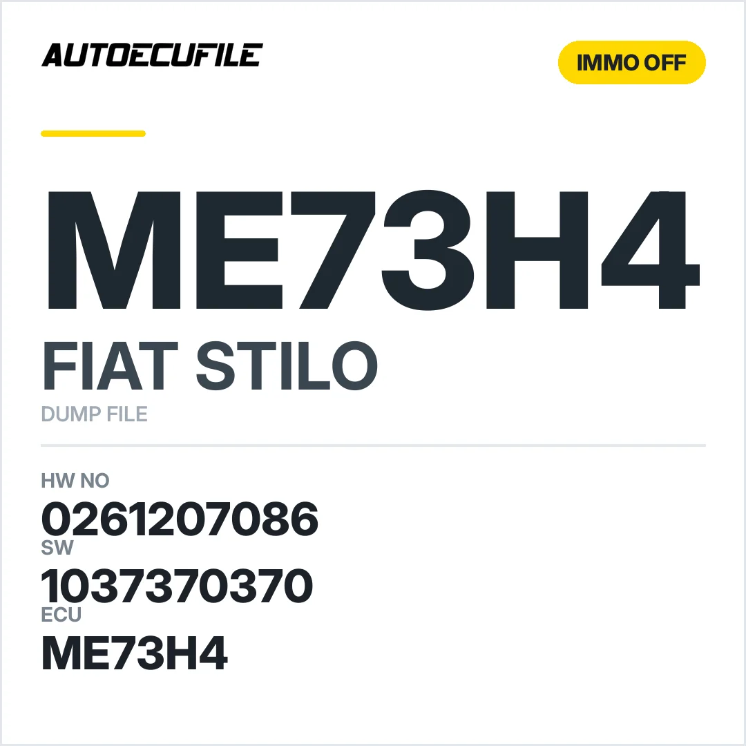 FIAT STILO ME73H4 0261207086 1037370370 IMMO OFF DUMP