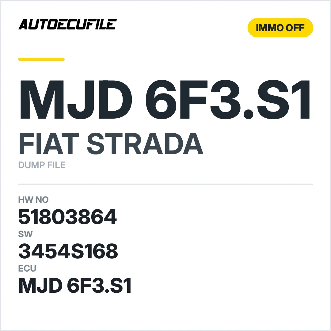FIAT STRADA MJD 6F3.S1 51803864 3454S168 IMMO OFF DUMP