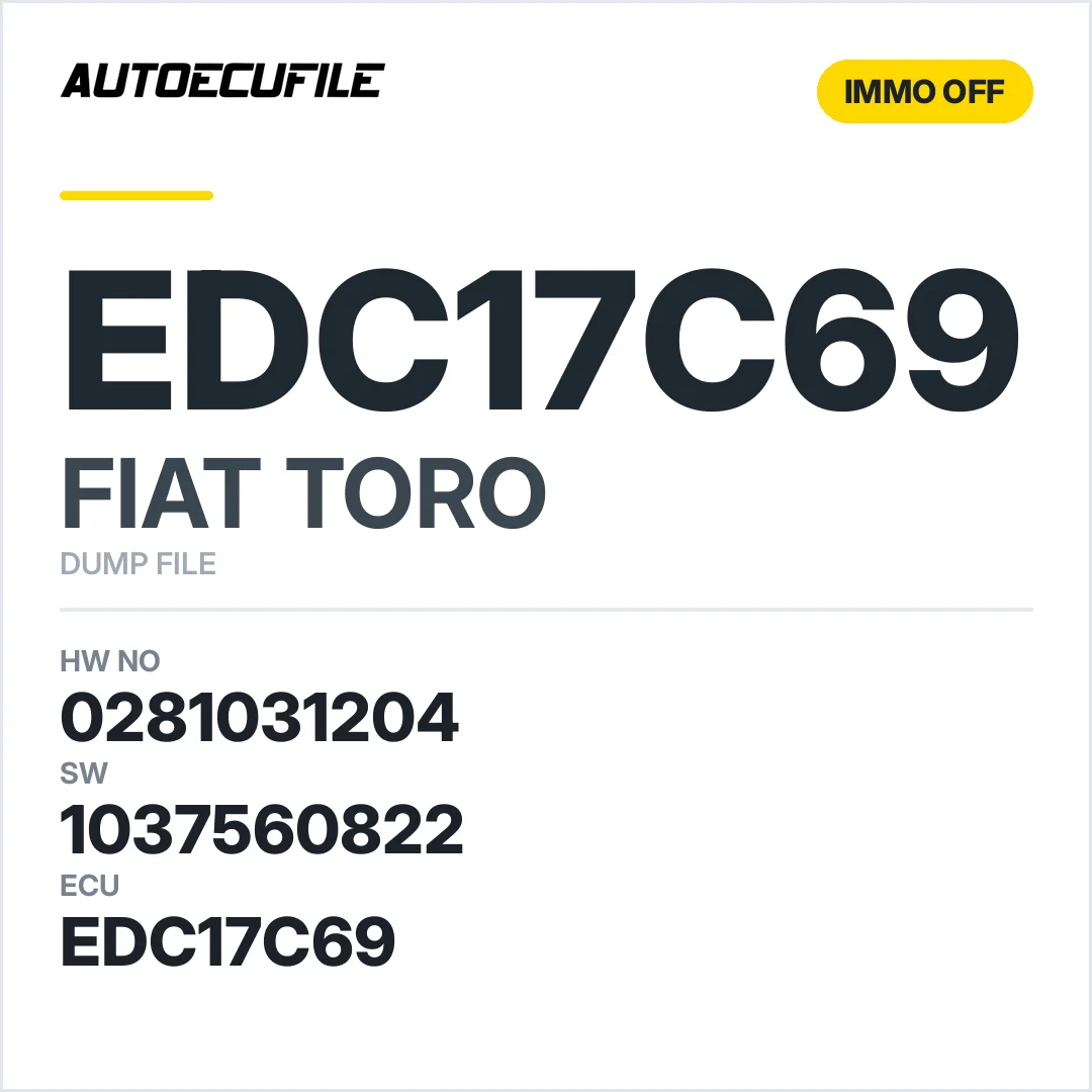 FIAT TORO EDC17C69 0281031204 1037560822 IMMO OFF DUMP