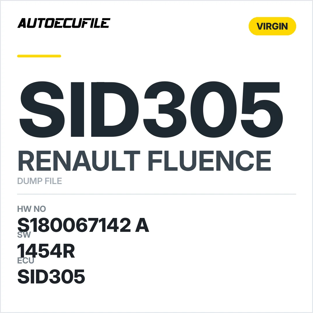 RENAULT FLUENCE SID305 237101082R S180067142 A 1454R VIRGIN DUMP