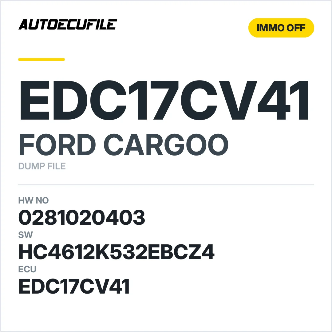 FORD CARGO EDC17CV41 0281020403 HC4612K532EBCZ4 IMMO OFF DUMP