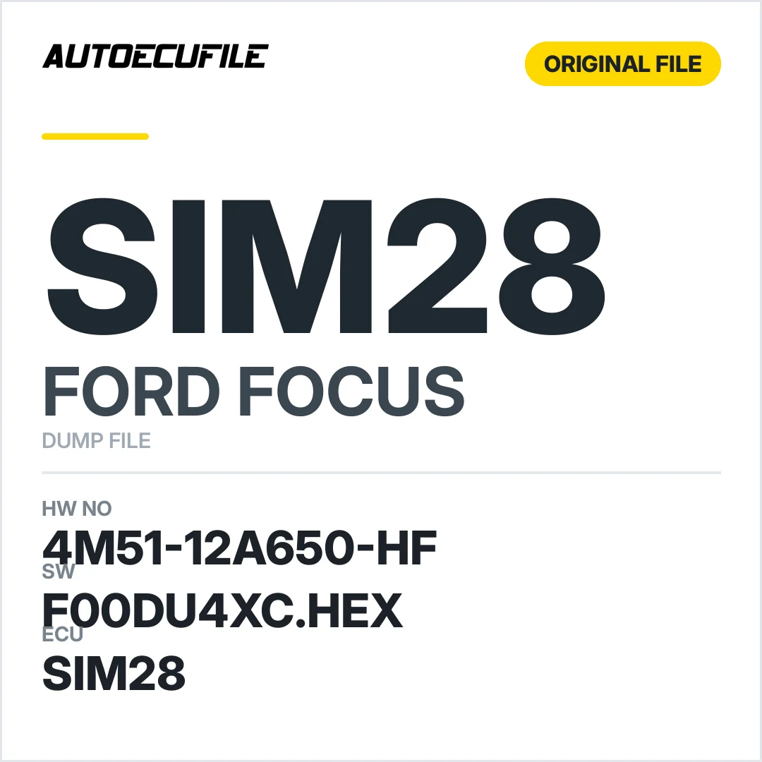 FORD FOCUS SIM28 4M51-12A650-HF F00DU4XC.HEX DUMP