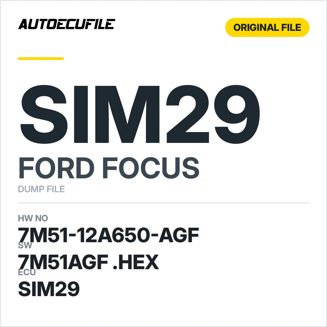 FORD FOCUS SIM29 7M51-12A650-AGF 7M51AGF .HEX DUMP