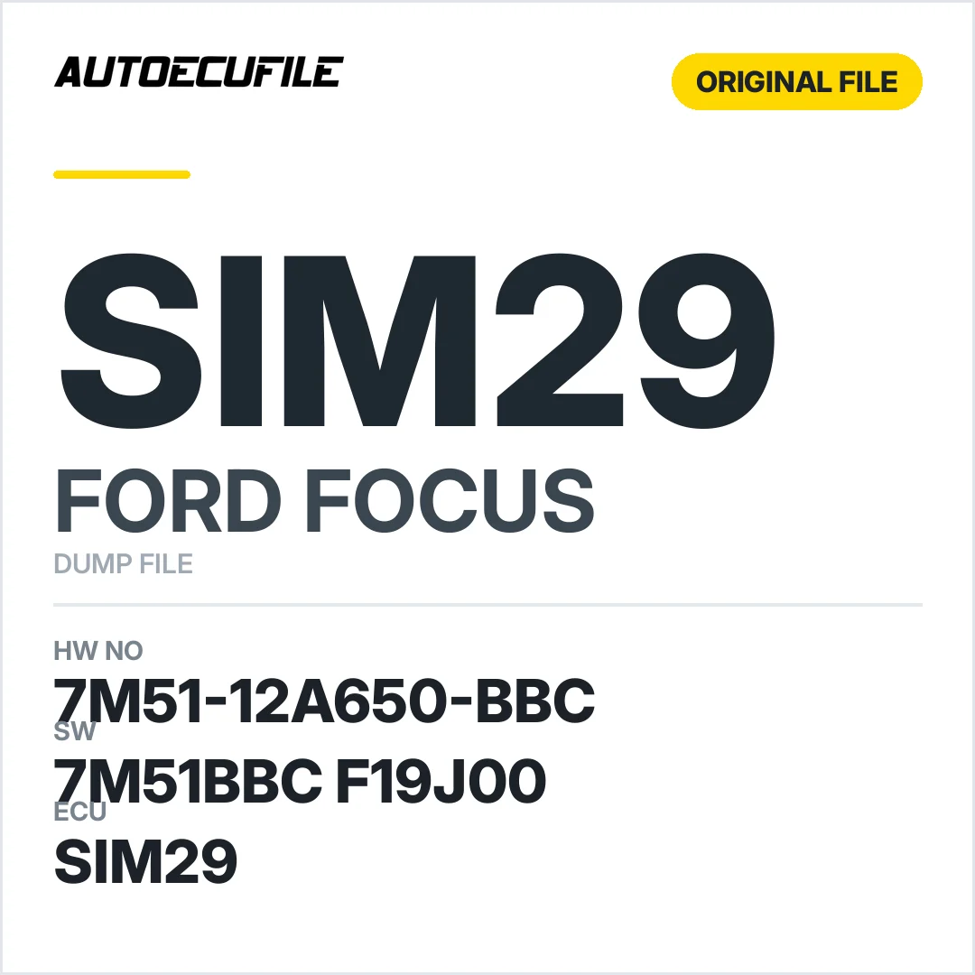 FORD FOCUS SIM29 7M51-12A650-BBC 7M51BBC F19J00 DUMP