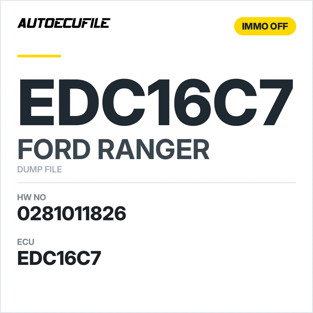 FORD RANGER EDC16C7 0281011826 IMMO OFF DUMP