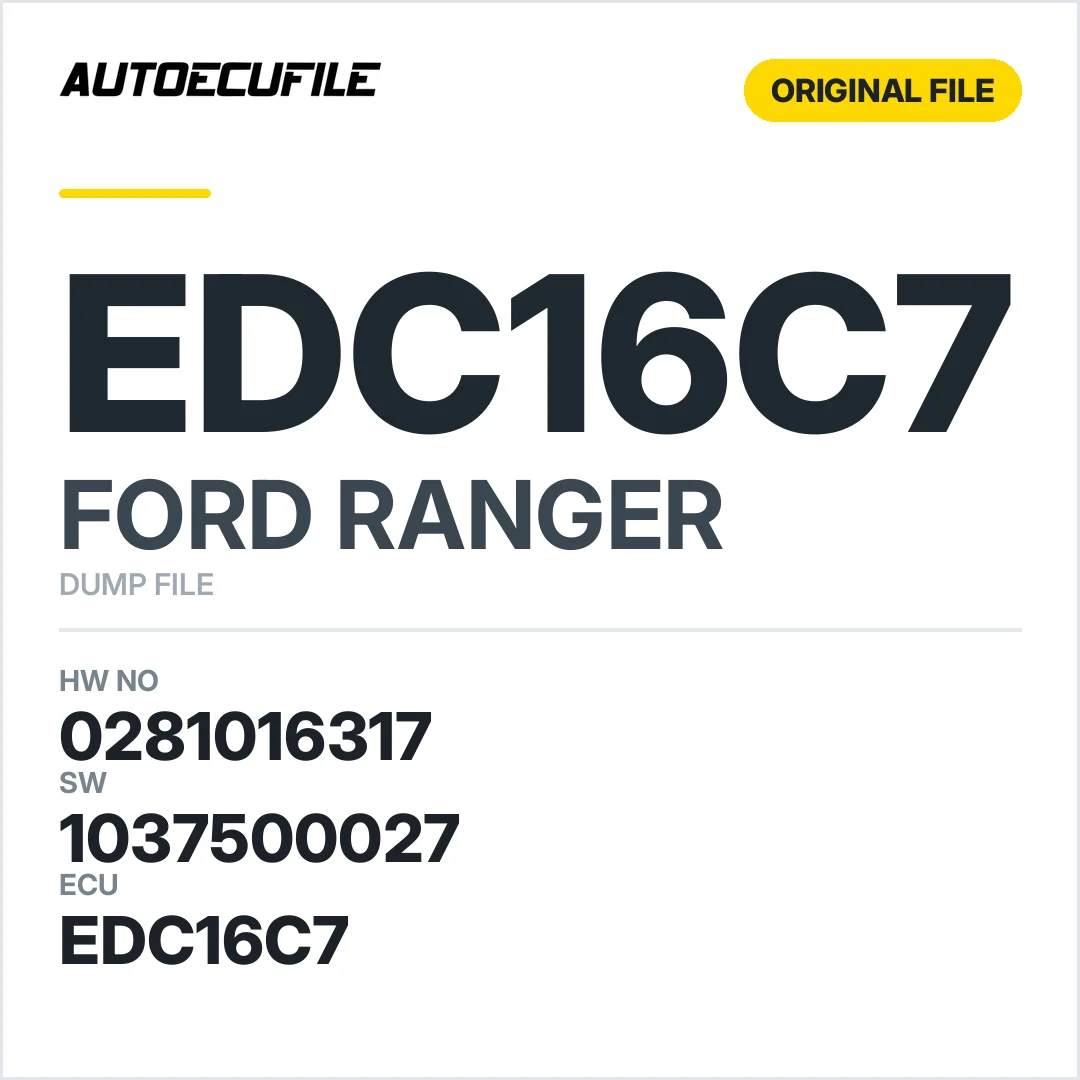 FORD RANGER EDC16C7 0281016317 1037500027 DUMP