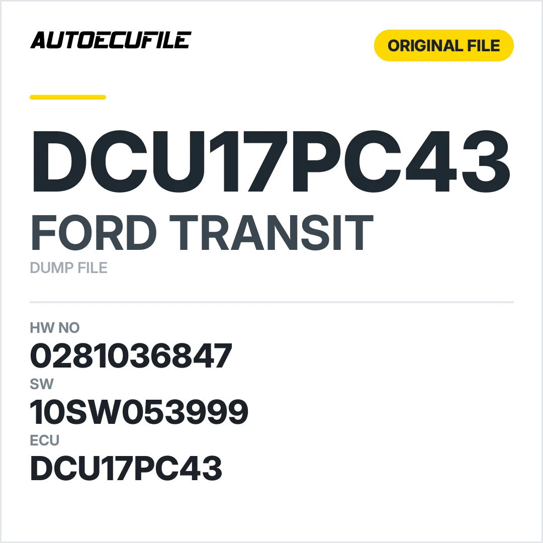 FORD TRANSIT DCU17PC43 0281036847 10SW053999 DUMP