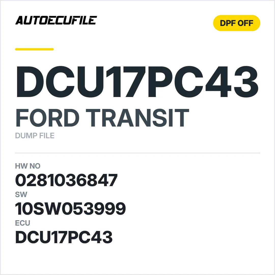 FORD TRANSIT DCU17PC43 0281036847 10SW053999 SCR OFF DUMP