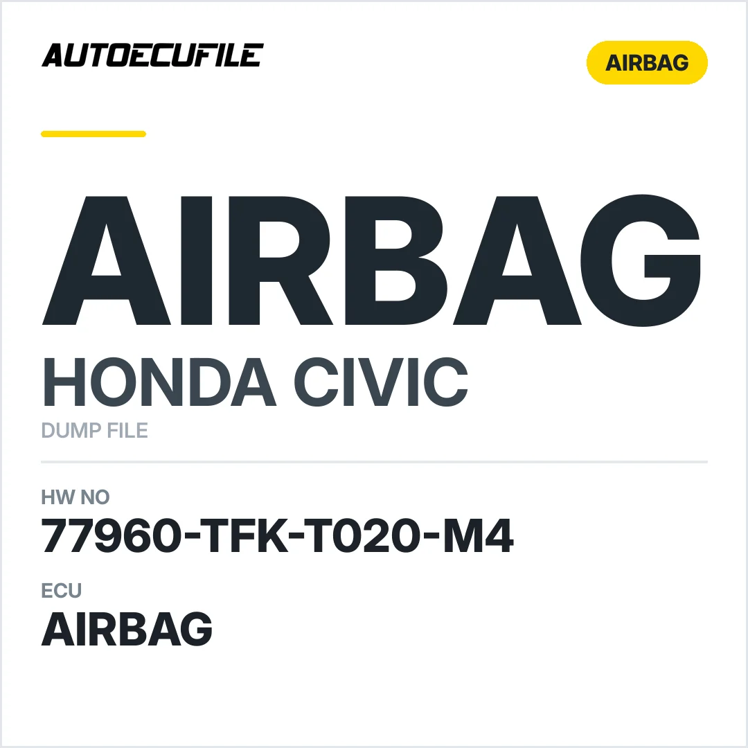 HONDA CIVIC AIRBAG 77960-TFK-T020-M4 DUMP