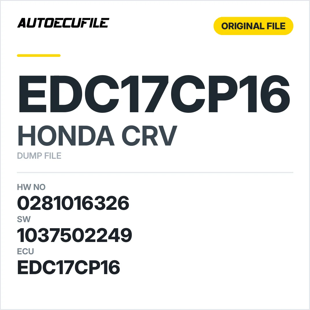 HONDA CRV EDC17CP16 0281016326 1037502249 DUMP