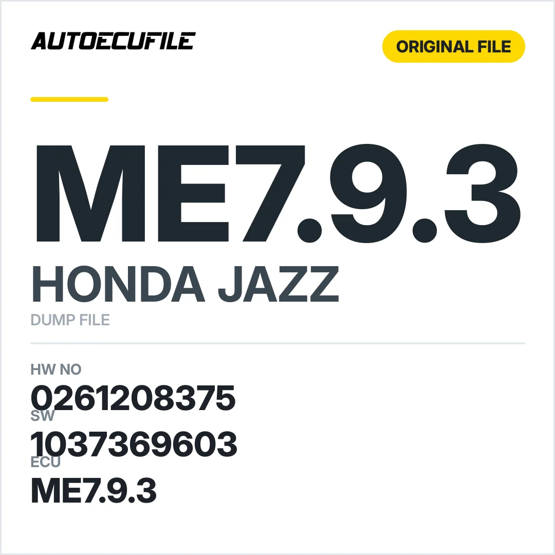 HONDA JAZZ ME7.9.3 0261208375 1037369603 DUMP