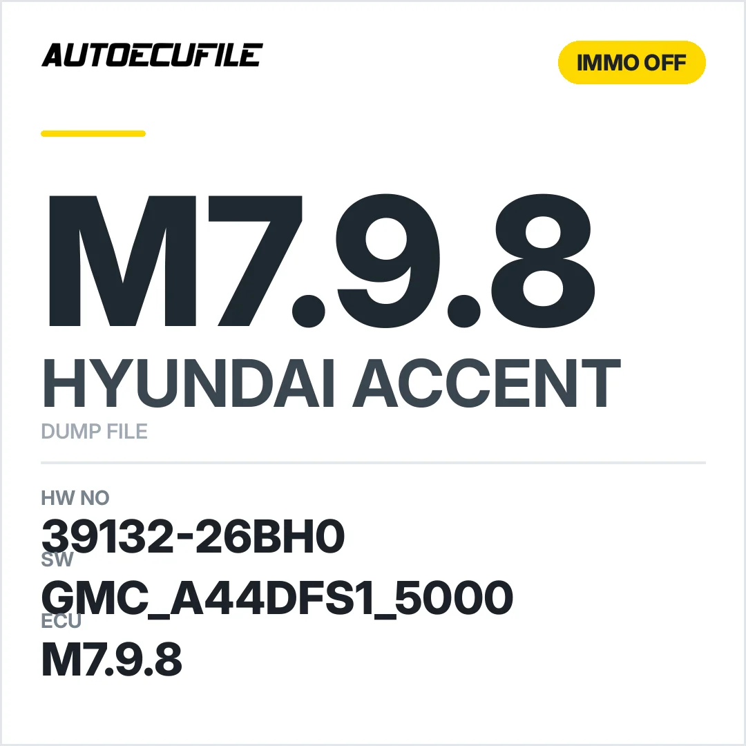 HYUNDAI ACCENT M7.9.8  39132-26BH0 GMC A44DFS1 5000 IMMO OFF DUMP