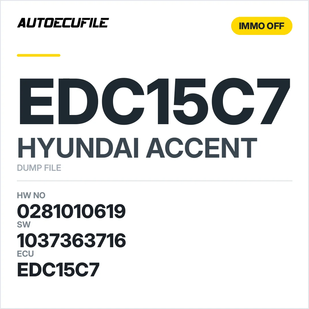 HYUNDAI ACCENT EDC15C7 0281010619 1037363716  IMMO OFF DUMP