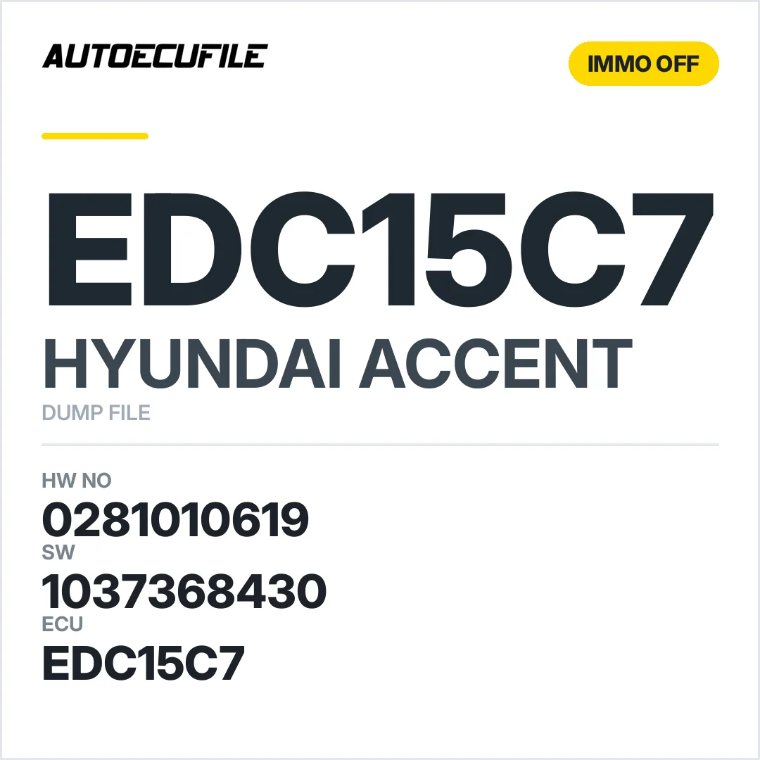 HYUNDAI ACCENT EDC15C7 0281010619 1037368430 IMMO OFF DUMP