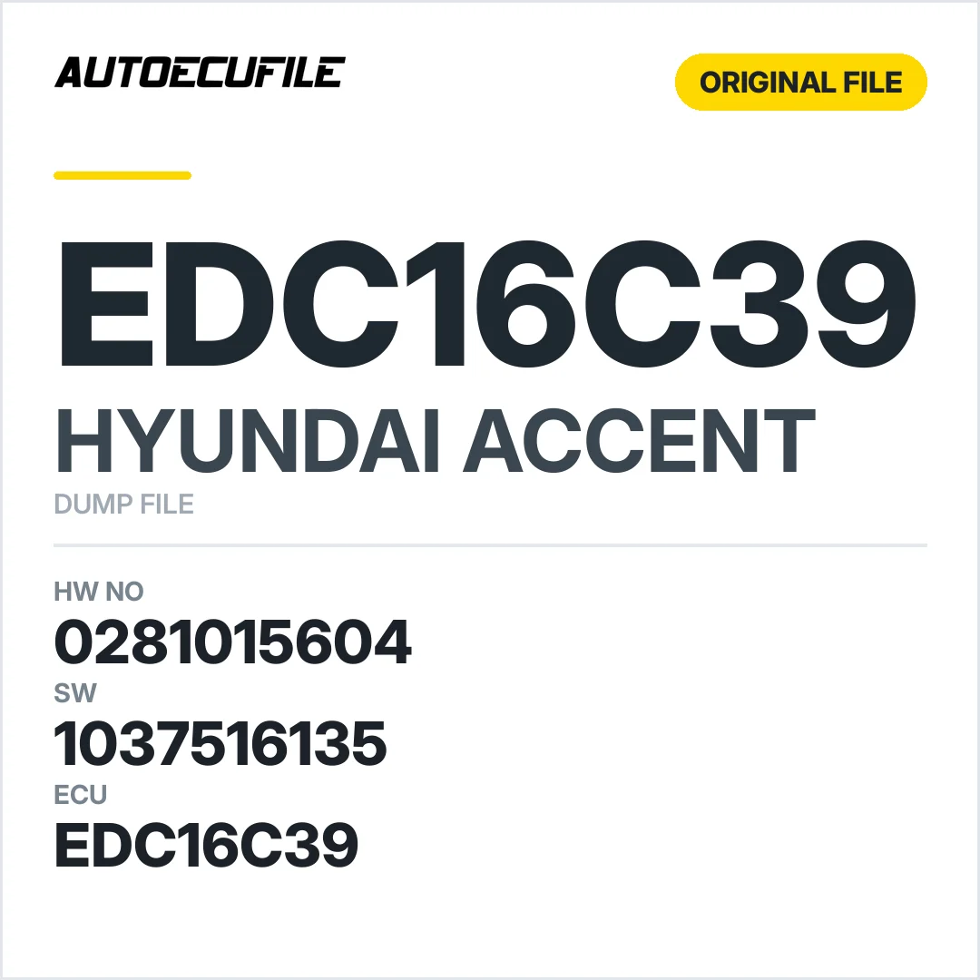 HYUNDAI ACCENT  EDC16C39 0281015604 1037516135 DUMP
