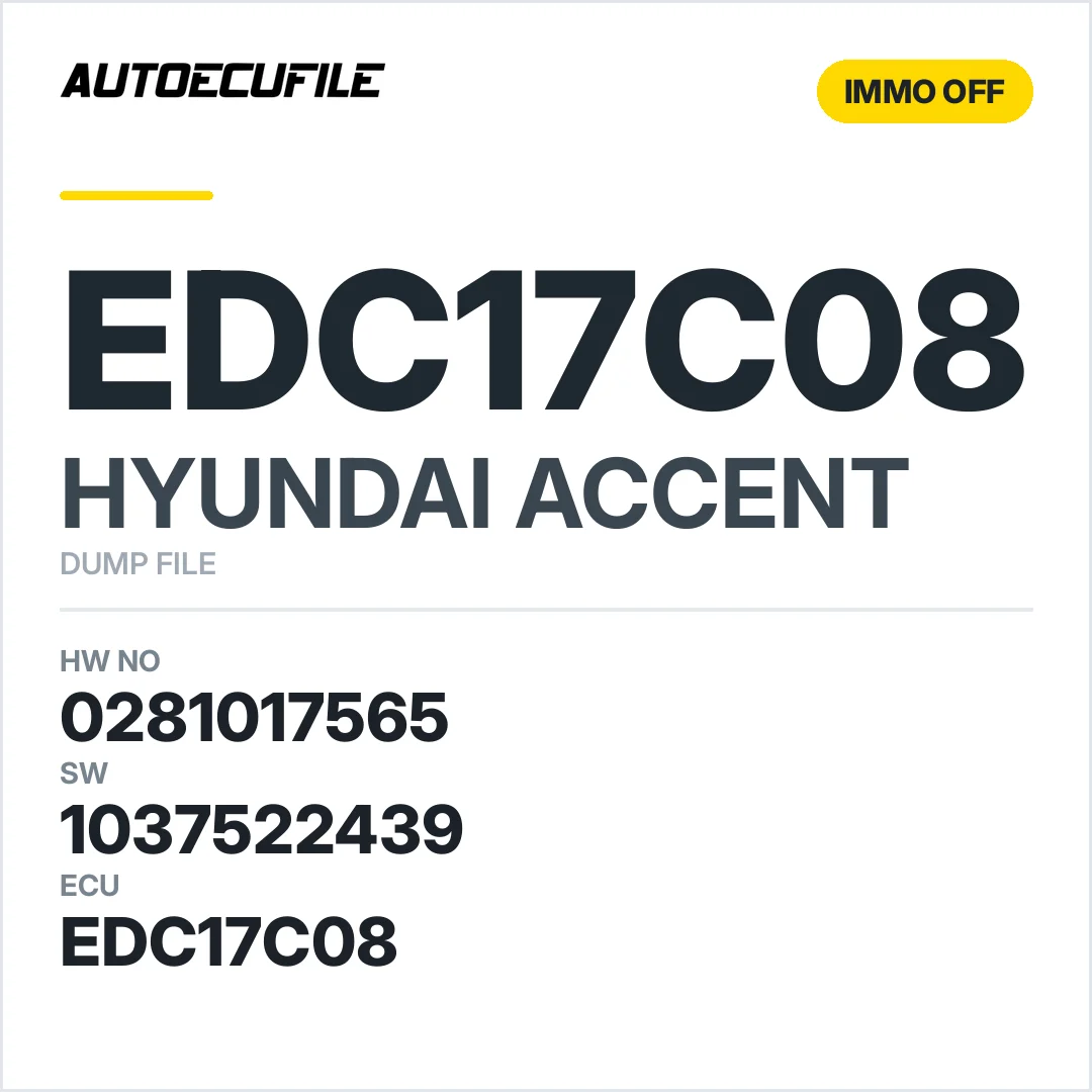 HYUNDAI ACCENT EDC17C08 0281017565 1037522439 IMMO OFF DUMP