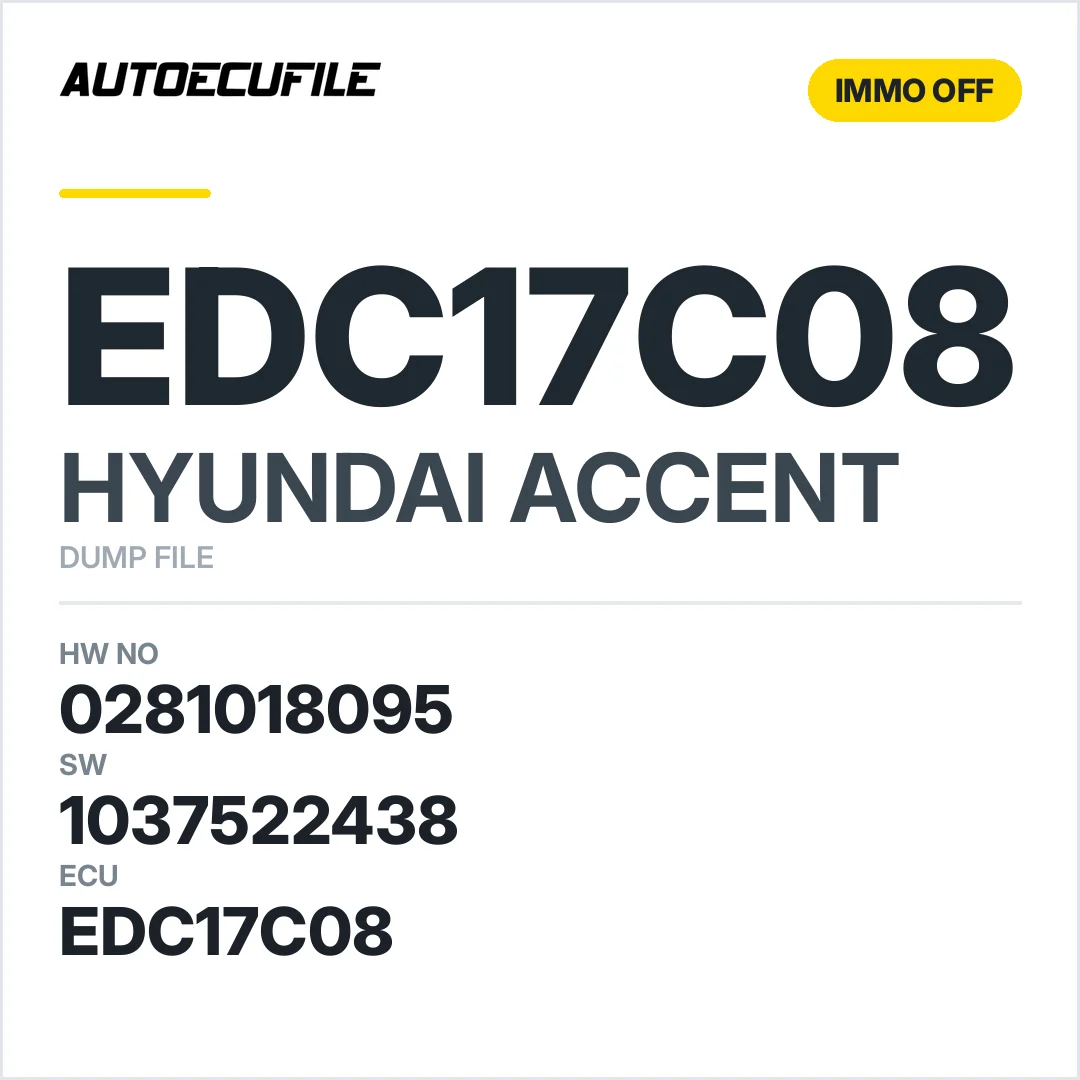 HYUNDAI ACCENT EDC17C08 0281018095 1037522438 IMMO OFF DUMP