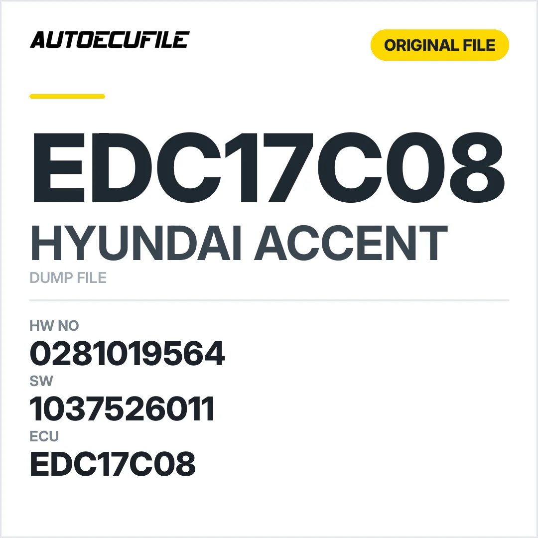 HYUNDAI ACCENT EDC17C08 0281019564 1037526011 DUMP